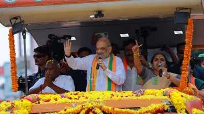 अमित शाह के कन्याकुमारी रोड शो में उमड़ी भारी भीड़